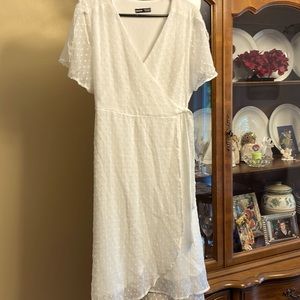 SALE ON EVERYTHING!   Wrap dress white  Swiss dot lined ..
